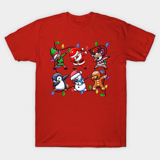 Dab Dancing Christmas Tree Lights Squad T-Shirt by Etopix